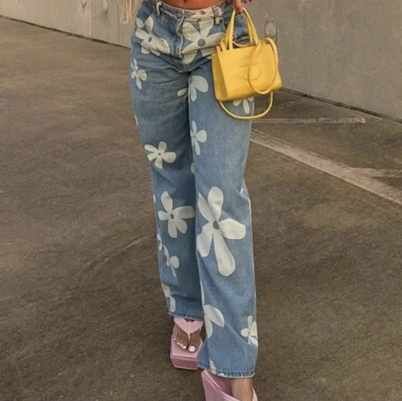 Floral Print Jeans